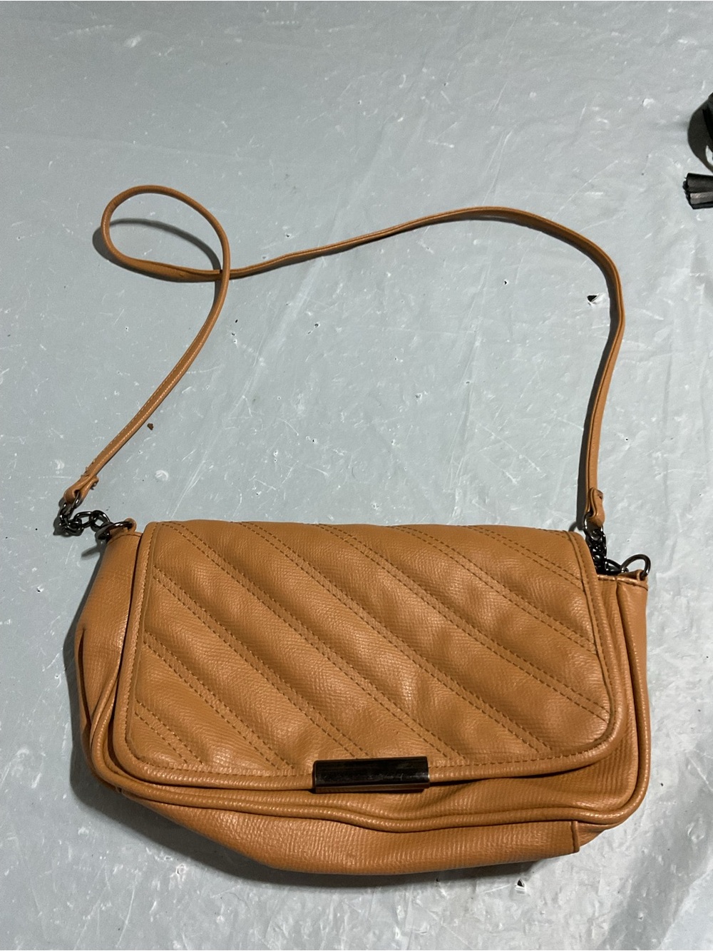 Diagonal Quilted Crossbody Bag in Tan